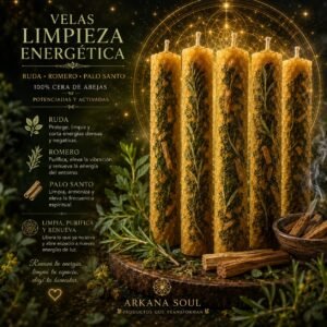 Vela Limpieza Energética — Ruda, Romero y Palo Santo